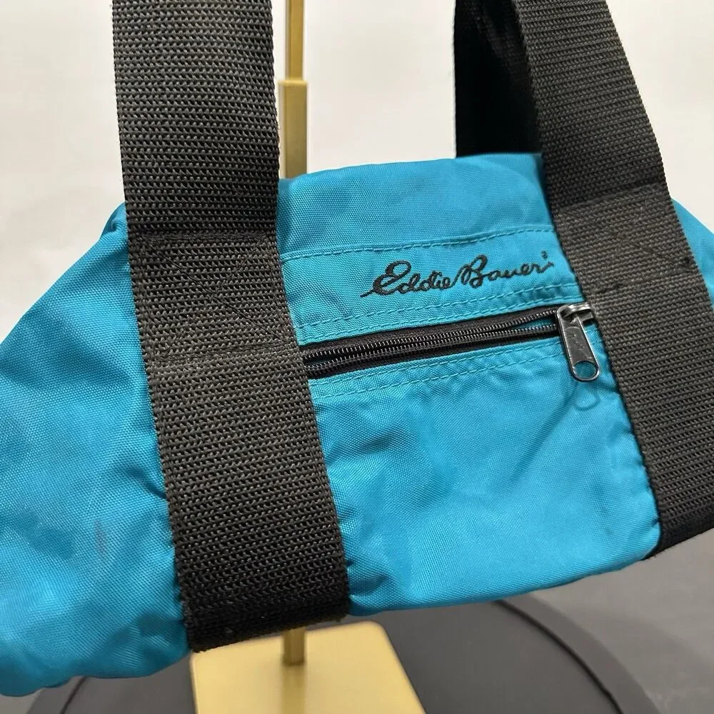 Vintage Eddie Bauer Duffle Bag Small Teal Green Weekender Carry On Nylon 90s Y2K
